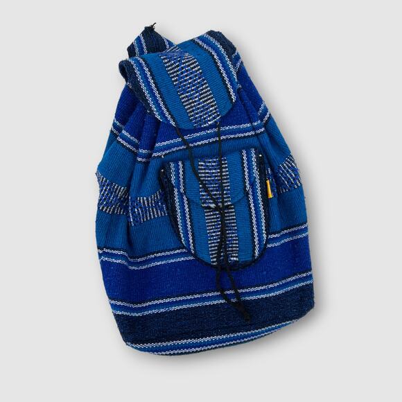 Vintage 90s Y2k Blue Baja Striped Backpack - Picture 1 of 5